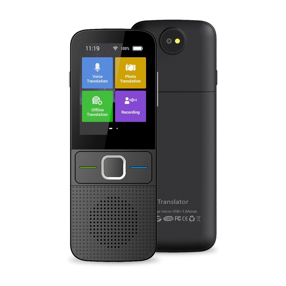 Language Translator Device, Portable Instant Language Translator Support WiFi/Bluetooth/Offline Two- Way Real Time Online 137 Languages with 2.4 Inch Touch Screen Recording Smart Translator