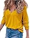 Auxo Women's V Neck Top Long Sleeve Shirt Blouses Oversized Sweater Pullover Jumper