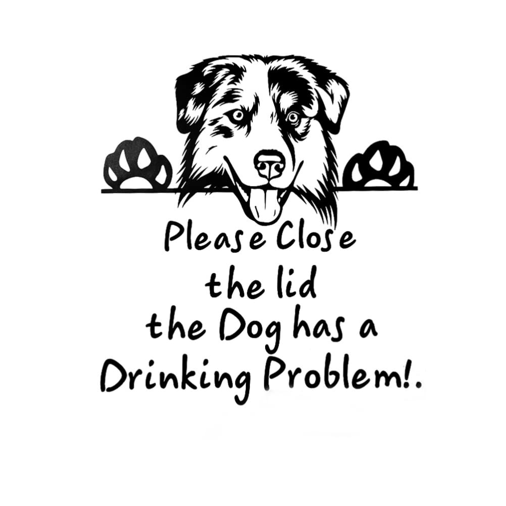 TOPINCN Cartoon Dog Toilet Stickers, Put The Seat Down Toilet Stickers, Please Close The Lid The Dog Has Drinking Problems Fun Toilet Lid Decals Vinyl Wall Art Sign Decor (#2)