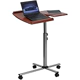 Offex OFX-108237-FF Angle and Height Adjustable Mobile Laptop Computer Table with Cherry Top