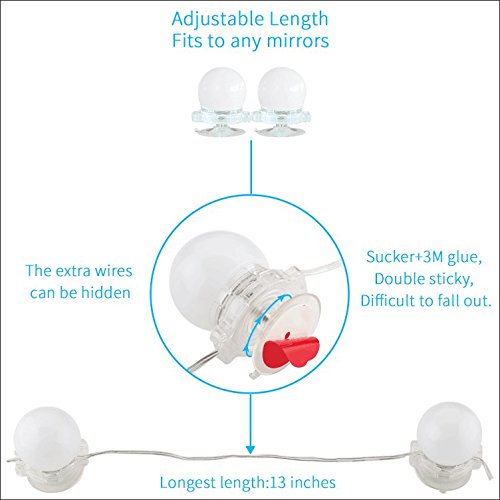 LED Vanity Mirror Lights 6500K 13.1ft Hollywood Style Vanity Lights Waterproof 10 Blubs Daylight Mirror Makeup Light Kits Dimmable Lighting Fixture Strip for Dressing Vanity Set Bedroom Bathroom