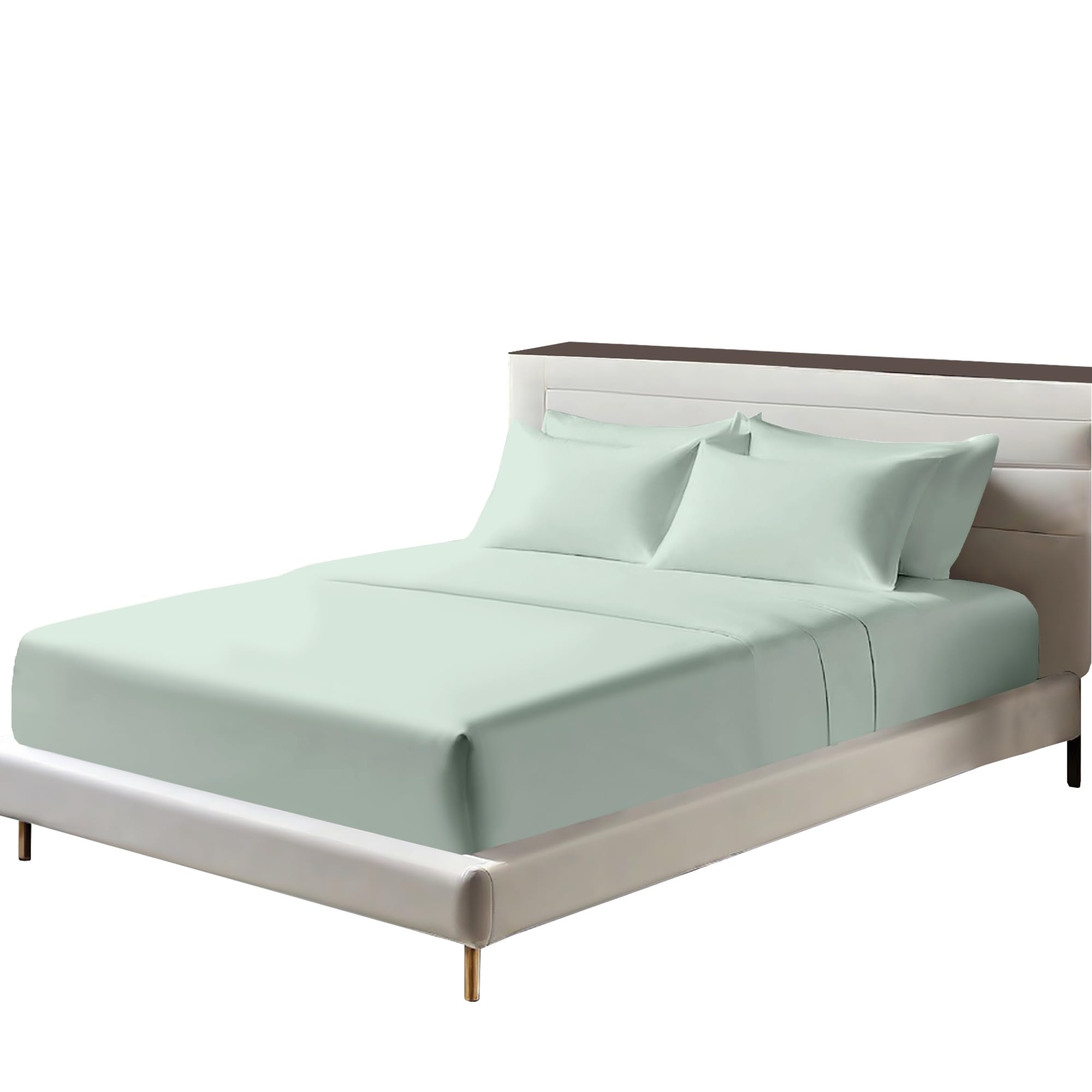 Egyptian Cotton Fitted Sheets 25cm Deep Mattress Pocket 200 Thread Count Fitted Bed Sheet- Soft & Comfortable Bottom Sheet (Duck Egg, Double)