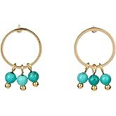 Small Turquoise Earrings Geometric Circle Stud Earrings for Women Handmade Gemstone Earrings for Women