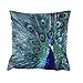 JML Couch Peacock Throw Pillow Case, Micro Fleece Decorative Pillow Cover 18