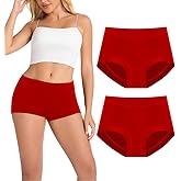 AMZCHPC Women's Boy Shorts Panties Ladies Cotton Underwear High Waisted Underpants (2Pack)