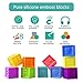 Joso Baby Building Stacking Blocks, Soft Squeeze Block Stack Bath Toys for Baby - BPA Free Toddlers Teething Chewing with Numbers, Shapes, Animals & Textures for Age 6-36 Months