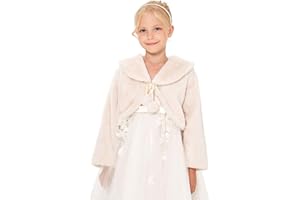HCABL Girls Faux Fur Dress Coat Flower Girl Bolero Jacket Princess Cape Winter 1-10…
