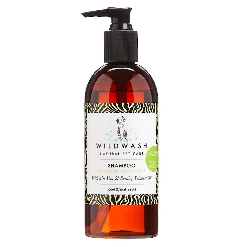 WildWash Sensitive Shampoo for Dogs with Itchy Allergy Skin and Puppies 300ml - Extra Gentle Cleansing - Fragrance and Sulphate and Paraben-Free for Sensitive Skin - 10-20 Washes