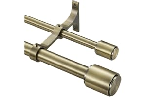 HOSMILE Double Curtain Rods 72-144", Antique Bronze Double Curtain Rods with Cap Finials, 1 Inch Front and 5/8 Inch Back Double Drapery Rod, Adjustable Dual Curtain Rod Antique Bronze Double Window Rods