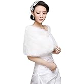 XGOPTS Womens Wedding Faux Fur Wraps and Shawls for Wedding Dress Bride Bridesmaid Evening Dress Shawl Stole Shrug Cover Up