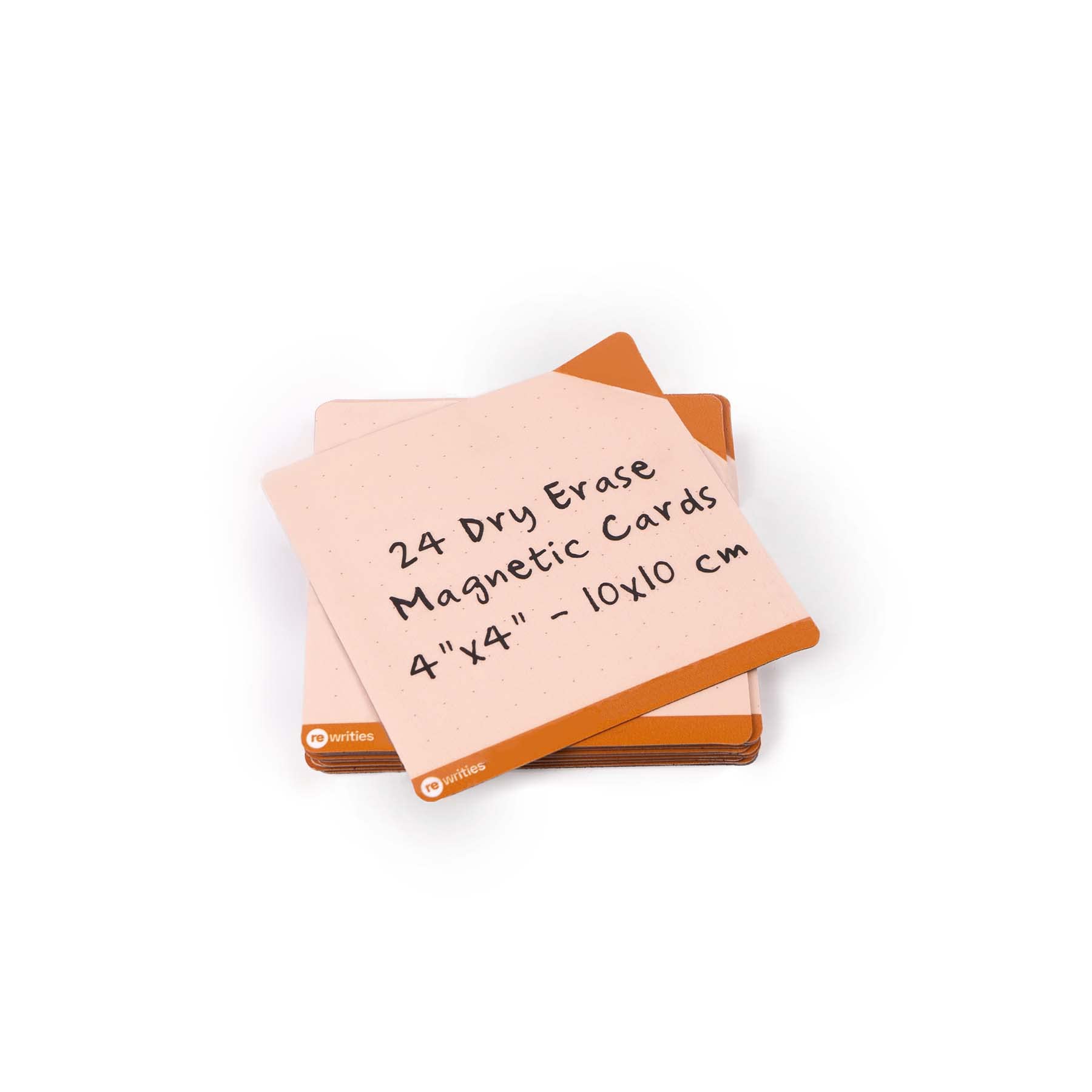 Rewrities Notes - 24 Orange Dry Erase Magnetic Cards 10 x 10 cm - Reusable Notes for Whiteboard, Tasks, Planning, Projects, Organization