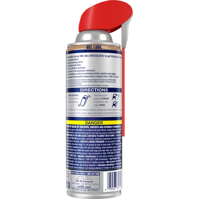 WD-40 Specialist Gel Lube with SMART STRAW SPRAYS 2 WAYS, 10 OZ
