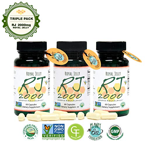 GREENBOW Royal Jelly 2000mg Equivalency - Non GMO Made with Organic Royal Jelly - One of the Most Nutrition Packed Diet Supplements - (Triple Pack_3-60 Vegan Capsules)