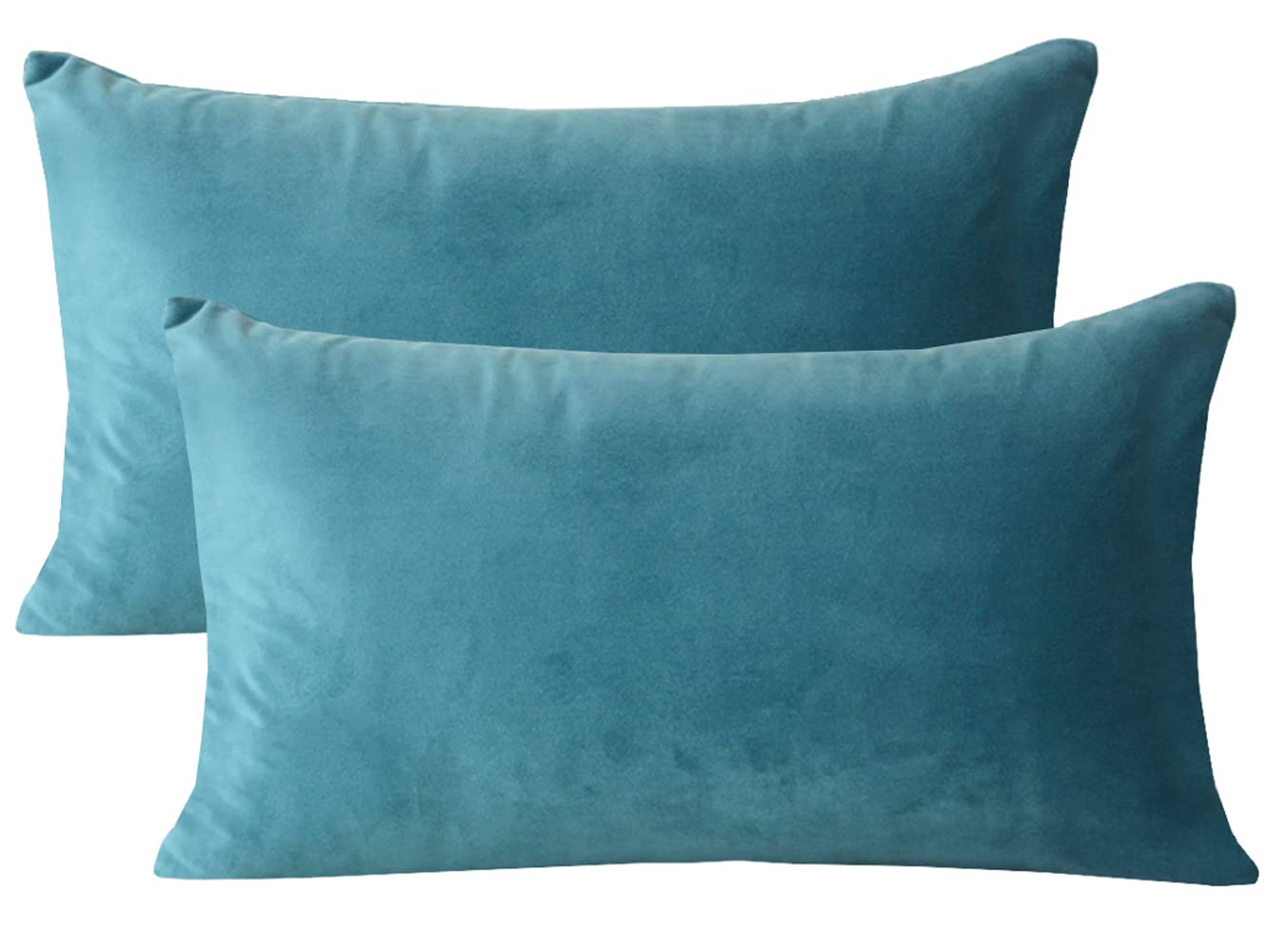 Lutanky Velvet Cushion Covers (Pack of 2) Lovely Rectangle Throw Pillow Cases Soft Solid Decorative Pillow Covers for Sofa Bedroom Car 12x20 Inch 30 x 50 cm(gray-blue, 2 pieces) — image 1