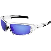 Bullhead Safety Eyewear Maki Glasses - Anti-Fog, Lightweight, Impact/Scratch Resistant, UV Blocking Sunglasses for Hunting/Shooting, Outdoor Sports, Construction, Ice Blue Mirror/Crystal Clear