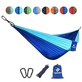 Hammock Lightweight Portable Parachute Nylon Outdoor Travel Double Hammock for Beach Yard Hanging Bed With Tree Ropes and Carabiners