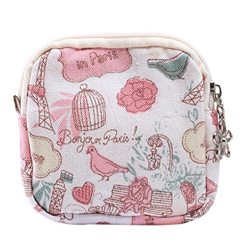 Yooan Cute Cartoon Sanitary Napkin Bag Purse Holder Organizer Storage Bags with Zipper Traveling Travel Napkins Towel Pouch Pad Holder - Thumbnail 2