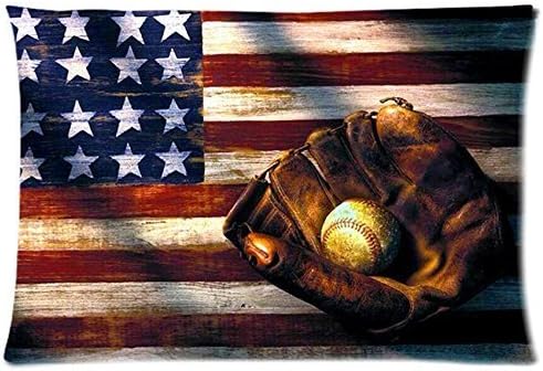 FUNING American Flag Baseball Retro Vintage Grunge Wood Texture Custom Zippered Pillow Cases 16x24 (Two Sides)