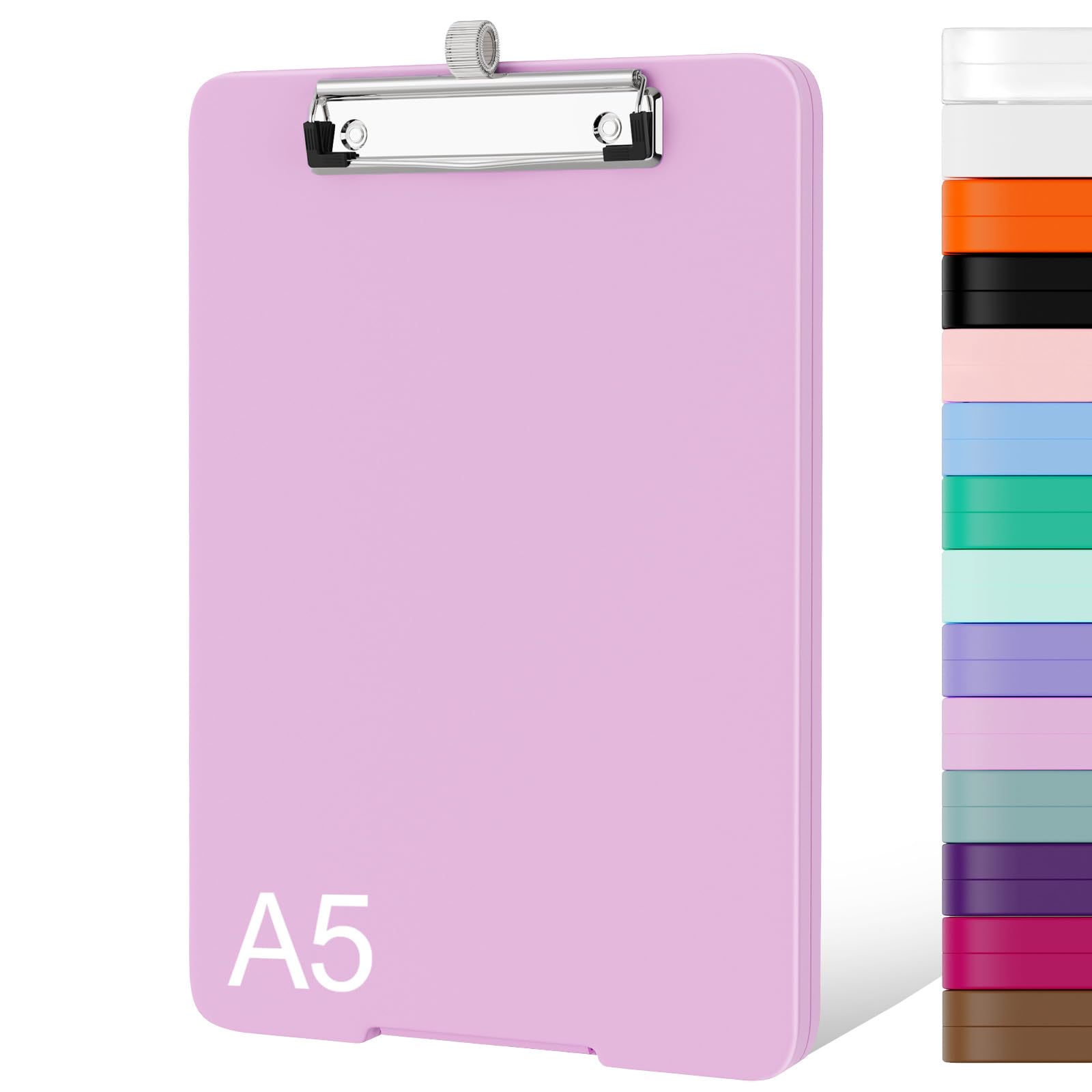 Piasoenc Small Clipboard with Storage, A5 Organization Box with Pen Holder, Plastic Clipboard with Low Profile Clip for Nurses, Teachers, Deep Pink