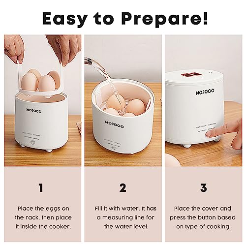 Mojoco Rapid Egg Cooker Mini Egg Cooker for Steamed, Hard Boiled