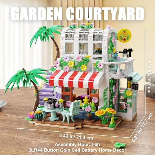 Uniiking® Flower House Building Set with Lights, 755 Pcs Garden House Building Toys,Build a Greenhouse Model, Birthday Gift for Adults Boys Girls 6+