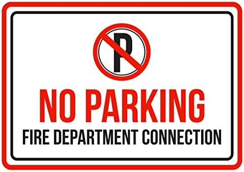 No Parking Fire Department Connection Red, Blk &amp; White Business Safety Warning Small Sign, Plastic, 7.5x10.5 Inch