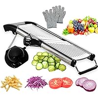 Mandoline Slicer with Protective Gloves -VEKAYA, Slice Julienne for Cheese Carrot Potato Chip Onion French Fry…