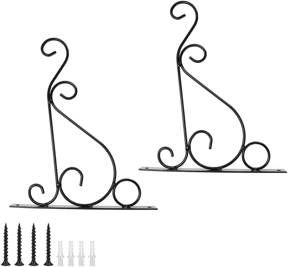 Bhina 2 Pieces Hanging Basket Brackets,Black Plant Hooks,Hanging Basket Brackets Outdoor,Iron Bracket with Screws,for Outdoor,Garden,Hanging Basket,Lantern,Decoration,Bird Feeder - Image 3