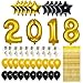 Graduation Party Supplies, Graduation Balloons with 10ft Metallic Gold Foil Fringe Curtain Bundle, Large Size, Gold, Black, White, Latex Balloons, Star Balloons, Confetti Balloons, Best for Graduation