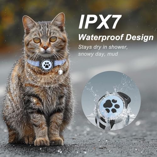 NozlaID Cat Tracker Without Subscription, Compatible Apple iOS Find My& Android Google Find Hud, Mini Pet Activity Tracker Collar, Waterproof Cats and Puppies Tracking Device (1 Pack)