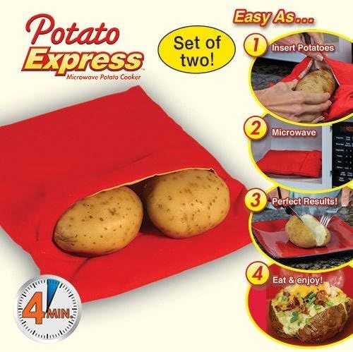 2 PCS Express Microwave Potato Cooker, Microwave Baked Potato Cooker Perfect Oven Baked Potatoes in Just 4 Minutes Useful Cooking Tool