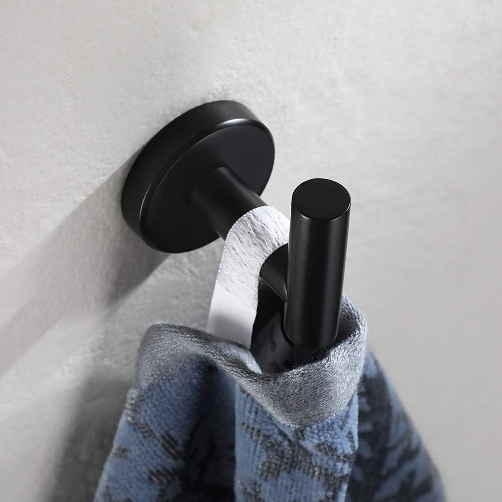 JQK Black Bathroom Towel Hook, Coat Robe Clothes Hook for Bathroom Kitchen Garage Wall Mounted (3 Pack), 304 Stainless Steel Matte Black, TH100-PB-P3: Home & Kitchen