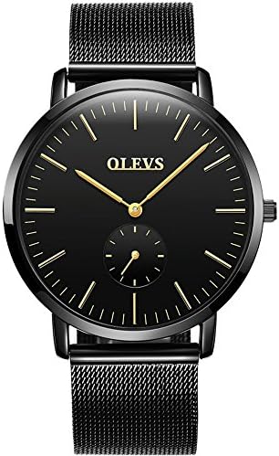OLVES Watches for Men Water Resistant Watch Mesh Strap Watchs Top Brand Luxury Thin Fashion Clock Stainless Steel Quartz Wristwatches
