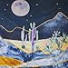 Ameyahud Cactus Tapestry Moon and Cactus Wall Hanging Tapestry Watercolor Psychedelic Mountain Desert Cactus Plant Printed Tapestry for Bedroom Living Room Dorm Room
