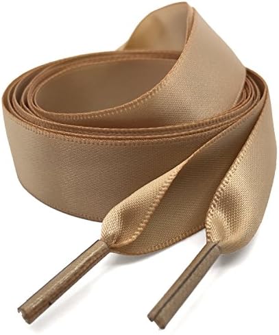 YJRVFINE 2 Pair Flat Fashion Princess Shoe Laces Satin Ribbon Shoelaces for Women (2CM Wide)