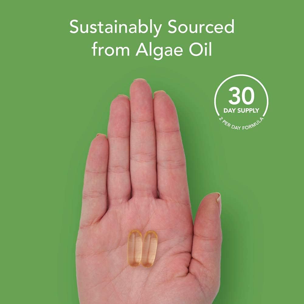 Vegan Omega-3 Fish Oil Alternative sourced from Algae Oil | Highest Levels of Vegan DHA & EPA Fatty Acids | Non-GMO Verified & Vegan Certified - 60 Veggie Softgels (Carrageenan Free): Health & Personal Care
