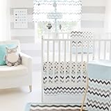 My Baby Sam Chevron 3 Piece Crib Bedding Set, Aqua/Gray