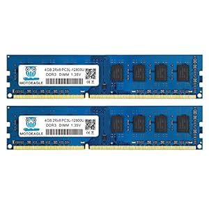Motoeagle 8 GB Kit (4 GBx2) DDR3 DDR3L 1600 MHz UDIMM 4 GB RAM 2Rx8 PC3 PC3L 12800U 1.35V/1.5V 240-Pin Desktop Geheugen