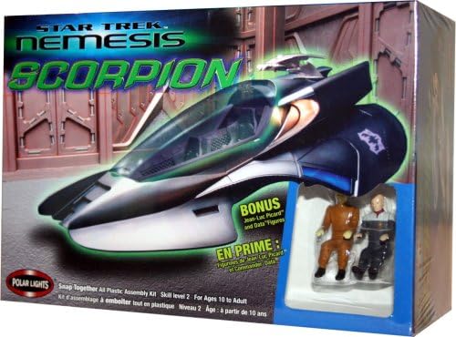 Star Trek Nemesis Scorpion Fighter Snap Together Model Kit w/ Bonus Picard and Data Figures