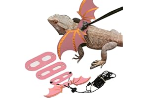 ABUSTLE PIG Adjustable Bearded Dragon Leash Harness,3 Size Pack Leather Wings Safty Walking Leash for Bearded Dragon Lizard Reptiles (Pink)