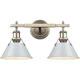 Golden Lighting 3306-BA2 AB-DB Orwell - 2 Light Bath Vanity-9.88 Inches Tall and 18.25 Inches Wide, Finish Color: Aged Brass,
