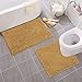 LuxUrux Bathroom Rugs Sets 2 Piece: Quick Dry, Soft Plush Anti-Slip, Super Absorbent. Includes Rectangular (31x20 inches) & U-Shaped Toilet Mat (20x20 inches) | Marzipan