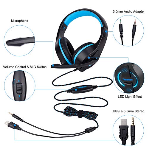 image for Gaming Headset for PS4 PC, Fuleadture Stereo Xbox One Gaming Headset w