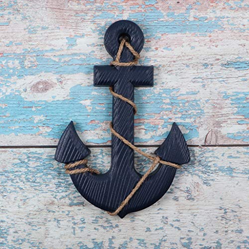 MDLUU-Wooden-Ship-Wheel-Wood-Anchor-Decor-11-Ship-Rudder-Decor-13-Anchor-Wall-Hanging-Ornament-for-Mediterranean-Nautical-Room-Party-Decor-Pack-of-2-Navy-Blue MDLUU Wooden Ship Wheel, Wood Anchor Decor, 11" Ship Rudder Decor, 13" Anchor Wall Hanging Ornament for Mediterranean Nautical Room, Party Decor, Pack of 2 (Navy Blue)
