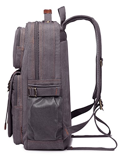BEFAiR Men's Canvas Vintage Backpack Weekender bag Laptop Backpack Casual bag Grey