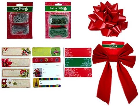 Christmas Bows, Hooks, Gift Tag Stickers ELF Pack.
