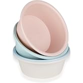 Ralahbeifm 4 Pack Round Plastic Wash Basin, 5 Quart Small Basin Tub | Stackable Camping Basin for Washing Face, Fruit, Dishes, Bottles, Home Kitchen Sink, 11.6 X 4.3 Inches, 4 Colors