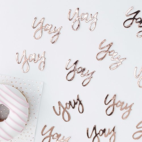 Ginger Ray Foiled Yay Birthday Party Table Confetti, Rose Gold