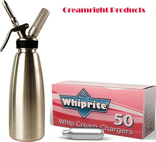 Mosa 1 Quart Stainess Steel Cream Whipper plus 50 WhipRite Chargers