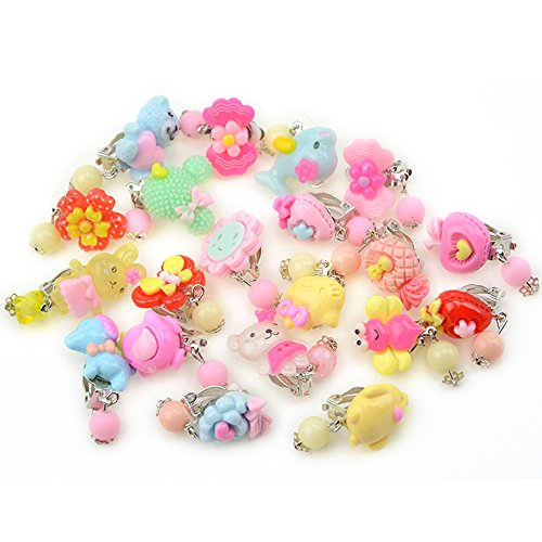 Baby Kids Little Girl Play Clip-on Earrings,Pretend Play Dress Up Accessories Toy Jewelry Clip-on Earrings (Cartoon Style)